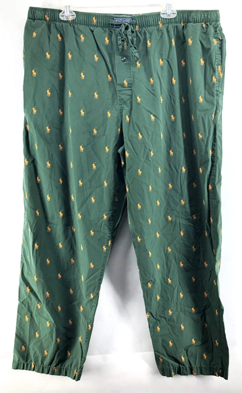 Polo Ralph Lauren GREEN Woven Pajama Lounge Pants Men's XL Cotton